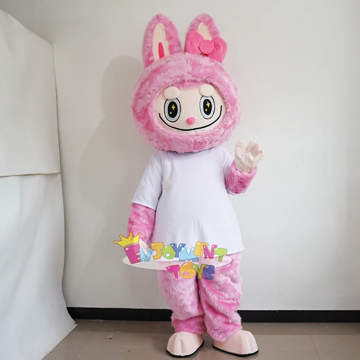Guangzhou Enjoyment CE Popular Pink Labubu Mascot Adult Cartoon Party Event Costume Handmade Custom Logo