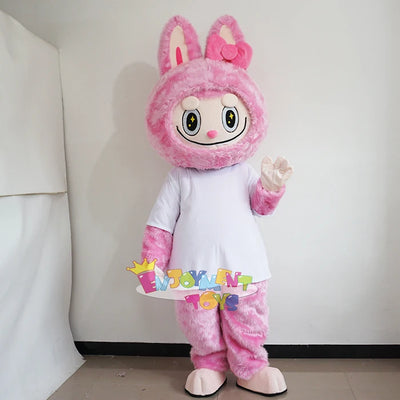 Guangzhou Enjoyment CE Popular Pink Labubu Mascot Adult Cartoon Party Event Costume Handmade Custom Logo