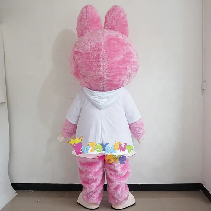 Guangzhou Enjoyment CE Popular Pink Labubu Mascot Adult Cartoon Party Event Costume Handmade Custom Logo
