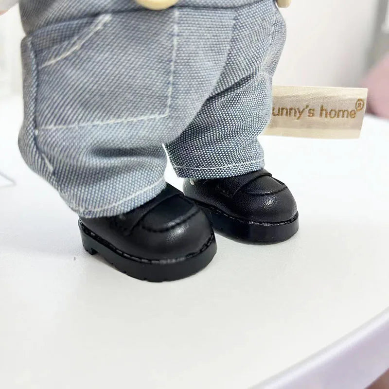 Cute Dress Outfit Clothes Only 17cm Pendant Blue Trendy Plaid Suit Keychain Salute Labubu Doll Clothes Cute Clothing