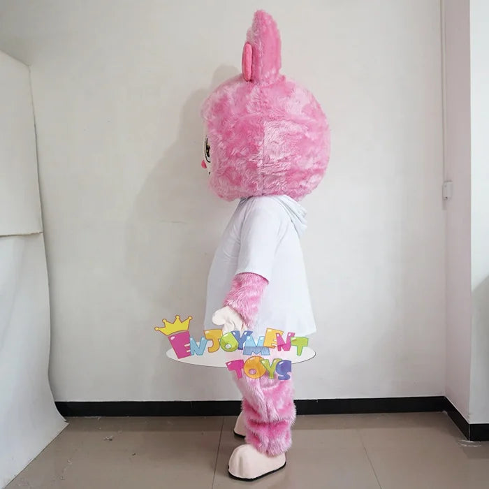 Guangzhou Enjoyment CE Popular Pink Labubu Mascot Adult Cartoon Party Event Costume Handmade Custom Logo