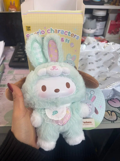 Toptoy Sanrio Family Elf Rabbit Baby Series Plush Vinyl Blind Box Kuromi Cinnamoroll Hello Kitty Figurine Girl Cute New YearGift