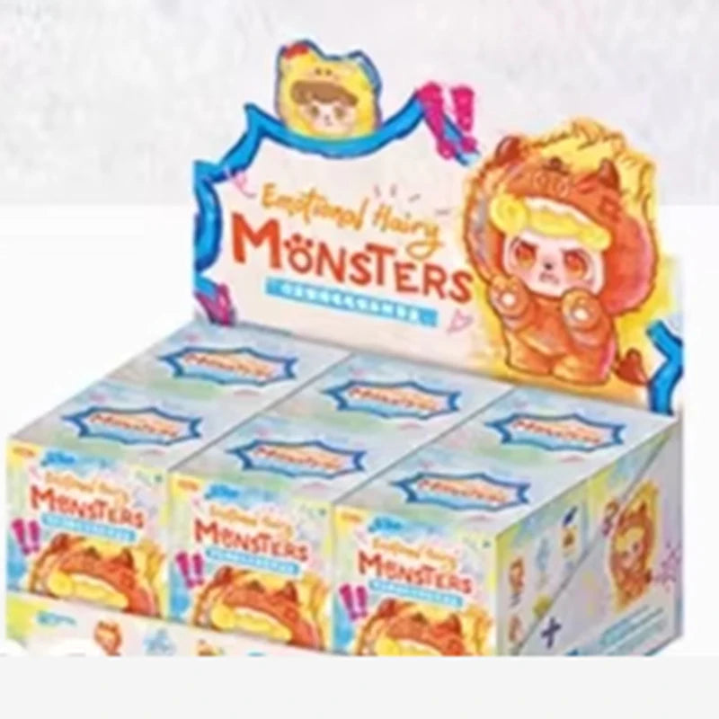 Blind Box Q Kid Emotional Hairy Monsters Series Cute Plush Doll Ornament Cartoon Backpack Pendant Keychain Mystery Box Toy Gift