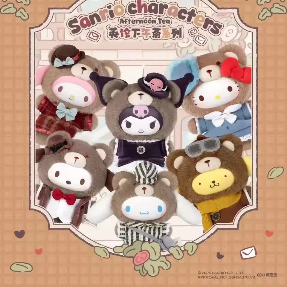 2025 Miniso Character Afternoon Tea Series Vinyl Mystery Blind Box British Style Kuromi Melody Surprise Hello Kitty Doll Toy Gif