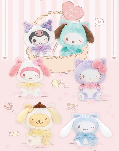 Toptoy Genuine Sanrio Family Cute Cat Series Hello Kitty Kuromi Melody Cinnamoroll Pompompompompurin Anime Blind Box Toy Gift
