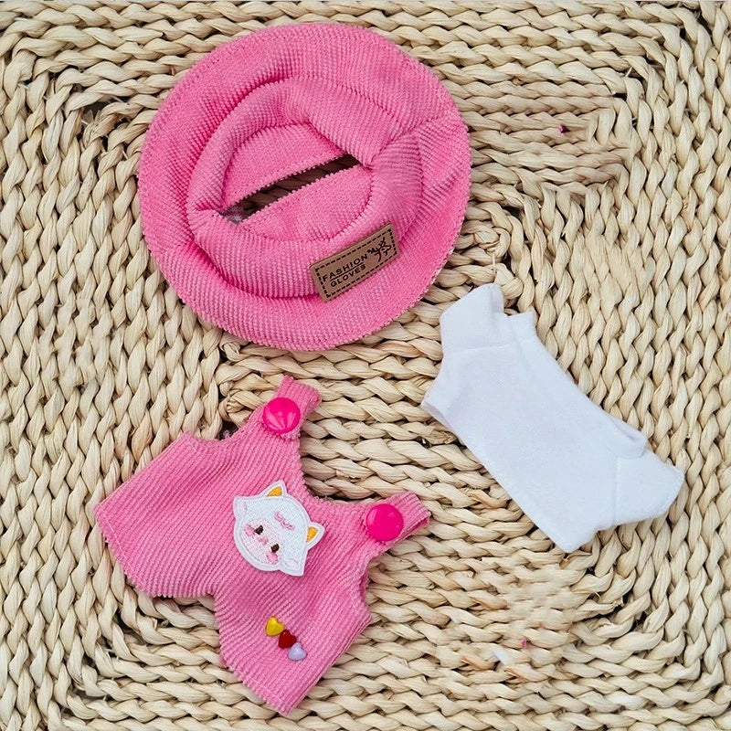 Labubu – ensemble de poupée à la mode, chemise blanche mignonne, chapeau,  accessoire cadeau pour poupée de 17cm