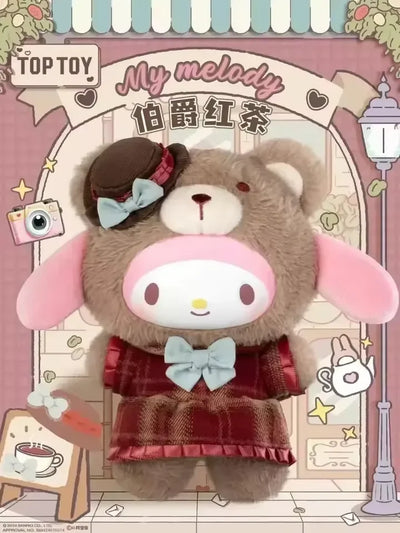 MIniso Sanrio British Afternoon Tea Series Blind Box Kawaii Hello Kitty Plush Doll Vinyl Model Ornament Toys Birthday Gift