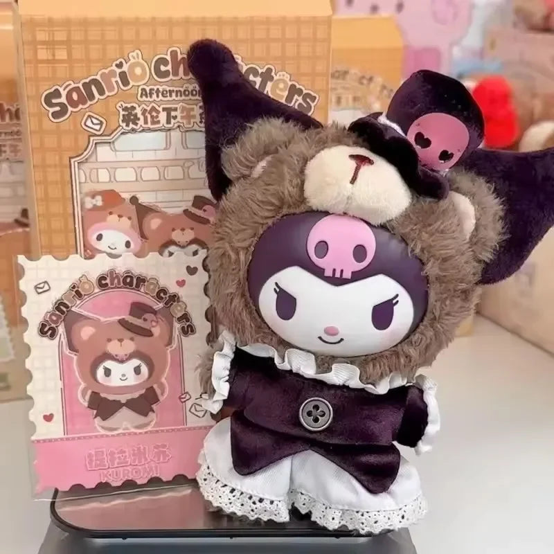 MIniso Sanrio British Afternoon Tea Series Blind Box Kawaii Hello Kitty Plush Doll Vinyl Model Ornament Toys Birthday Gift