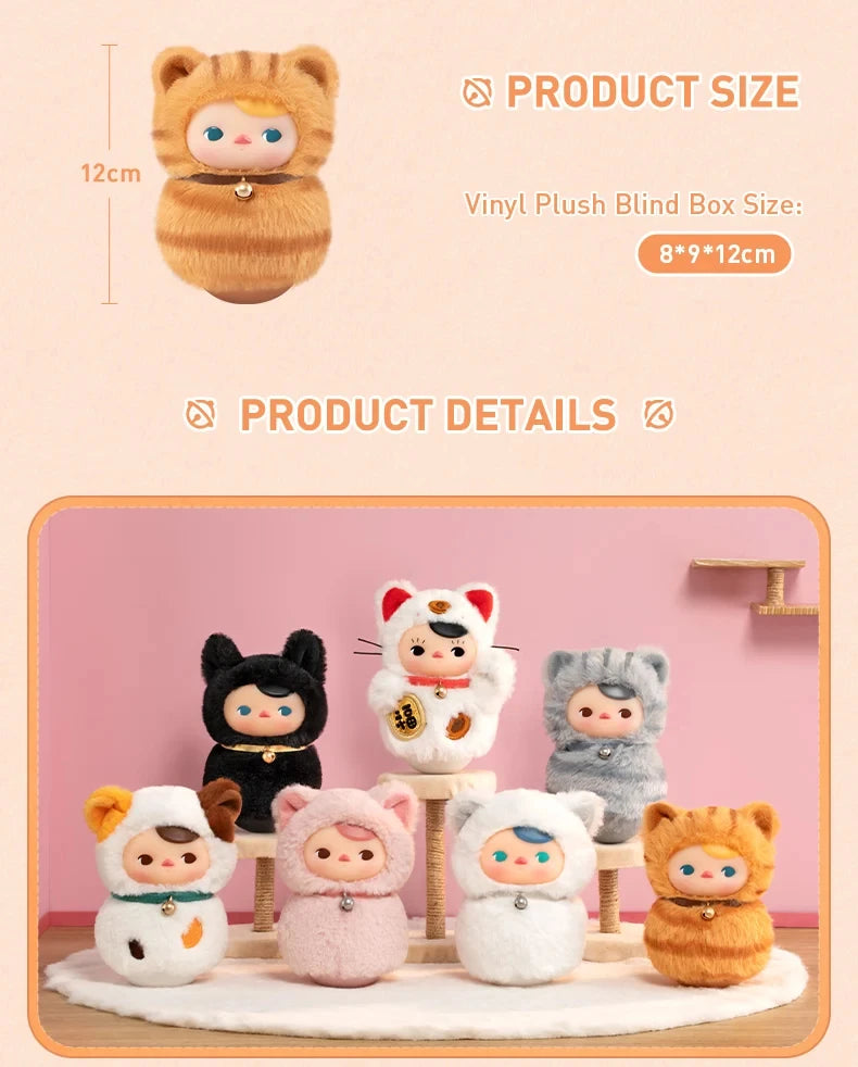 Original PUCKY Roly-Poly Kitty Series-Vinyl Plush Blind Box Guess Bag Original Toys Doll Cute Action Anime Ornaments Collection