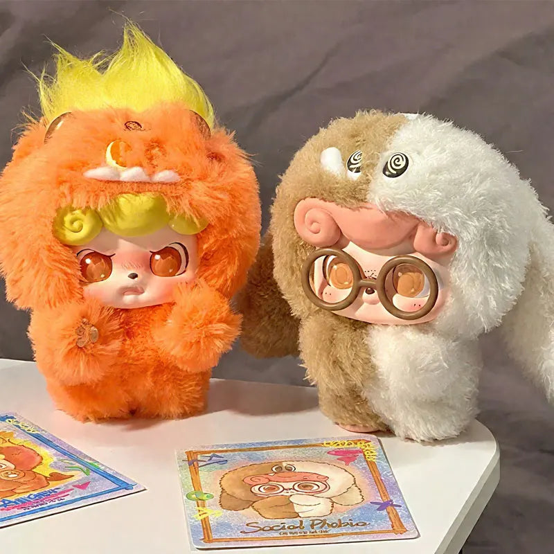 Blind Box Q Kid Emotional Hairy Monsters Series Cute Plush Doll Ornament Cartoon Backpack Pendant Keychain Mystery Box Toy Gift