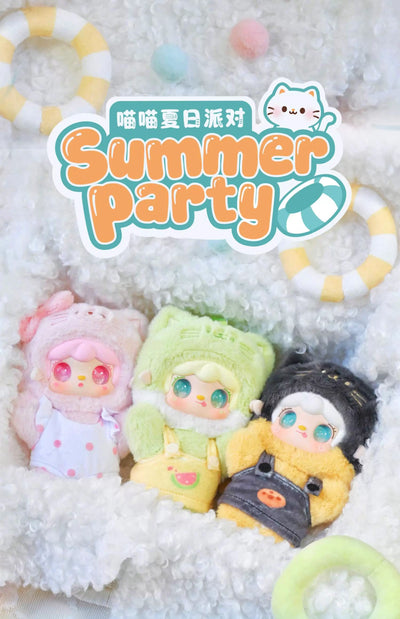 Yooki V12 Meow Summer Party Series Vinyl Plush Doll Blind Box Cute Kitty Doll Trendy Toys Room Decor Ornament Bag Pendant Gifts