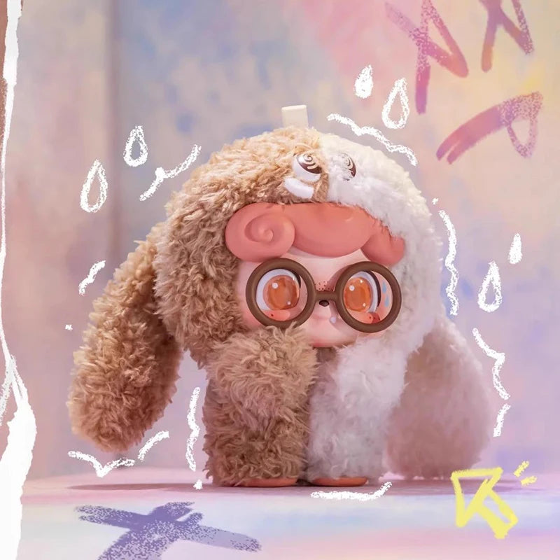 Blind Box Q Kid Emotional Hairy Monsters Series Cute Plush Doll Ornament Cartoon Backpack Pendant Keychain Mystery Box Toy Gift