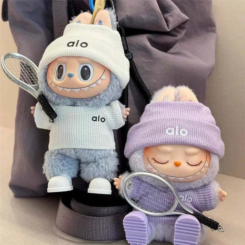 15 17cm For Labubu Mini Doll DIY Clothing With Tennis Sports Set Sweater Knitted Clothes Labubu Pendant Accessories Clothing