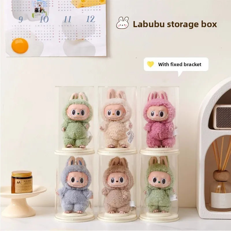 Labubu Pendant Display Box Rotating Transparent Labubu Doll Handmade Blind Box Storage Display Stand Decorative Ornament Gifts
