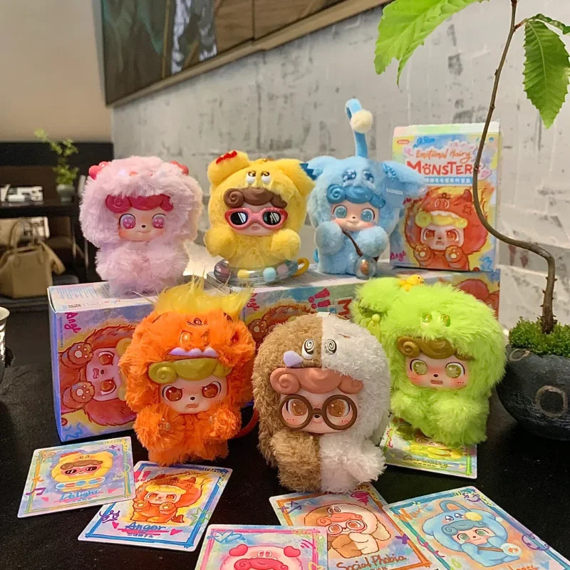 Original Q Kid Qbao Emotional Hairy Monsters Series Plush Blind Box Lovely Vinyl Doll Mystery Box Fuffy Pendant Trendy Xmas Gift