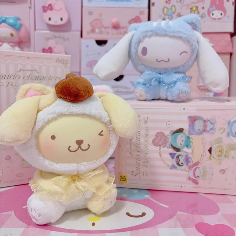 Sanrio Teasing Cat Series Blind Box Vinyl Plush Trendy Cute Girl Pendant Toy Collectible Authentic New