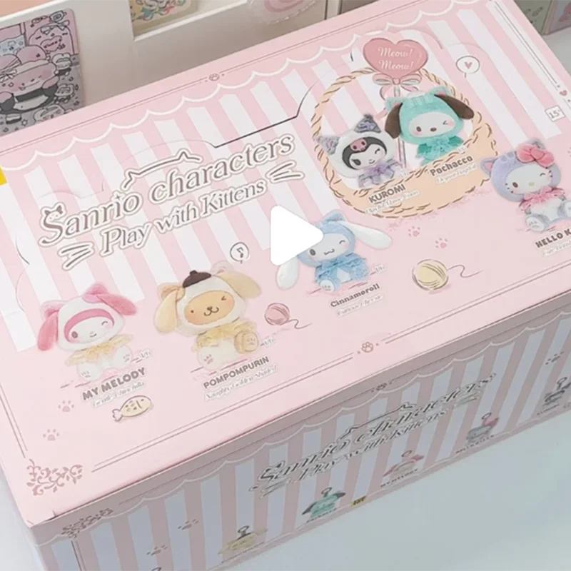 Sanrio Teasing Cat Series Blind Box Vinyl Plush Trendy Cute Girl Pendant Toy Collectible Authentic New