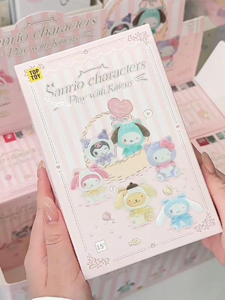 Sanrio Teasing Cat Series Blind Box Vinyl Plush Trendy Cute Girl Pendant Toy Collectible Authentic New