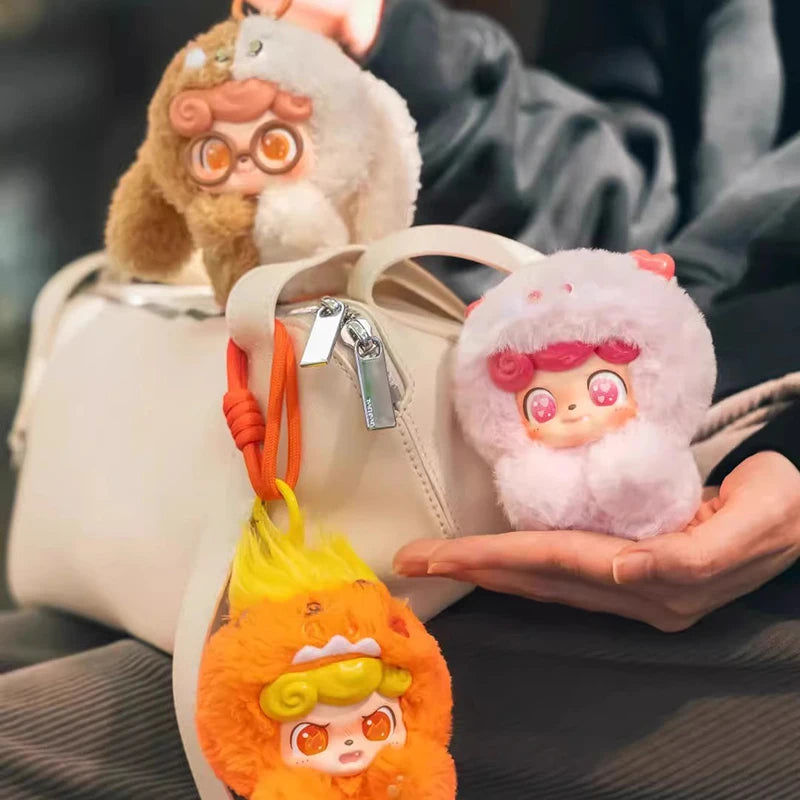 Blind Box Q Kid Emotional Hairy Monsters Series Cute Plush Doll Ornament Cartoon Backpack Pendant Keychain Mystery Box Toy Gift