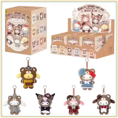 MIniso Sanrio British Afternoon Tea Series Blind Box Kawaii Hello Kitty Plush Doll Vinyl Model Ornament Toys Birthday Gift