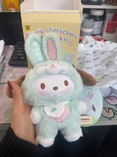 Toptoy Sanrio Family Elf Rabbit Baby Series Plush Vinyl Blind Box Kuromi Cinnamoroll Hello Kitty Figurine Girl Cute New YearGift