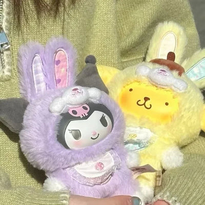 Toptoy Sanrio Family Elf Rabbit Baby Series Plush Vinyl Blind Box Kuromi Cinnamoroll Hello Kitty Figurine Girl Cute New YearGift