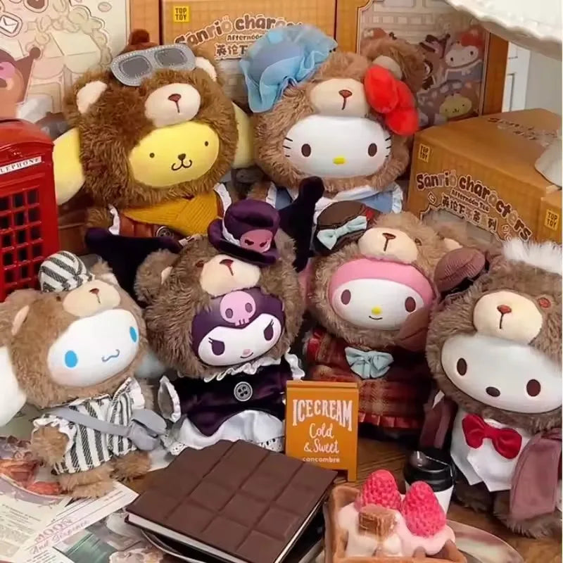 2025 Miniso Character Afternoon Tea Series Vinyl Mystery Blind Box British Style Kuromi Melody Surprise Hello Kitty Doll Toy Gif