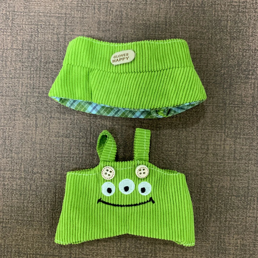 Labubu 17cm-15cm Baby Outfit with Bib And Pants Three-Piece Set Cute Infant Clothing Combo（no doll）
