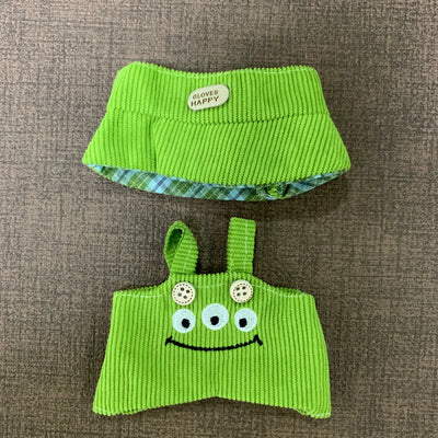Labubu 17cm-15cm Baby Outfit with Bib And Pants Three-Piece Set Cute Infant Clothing Combo（no doll）
