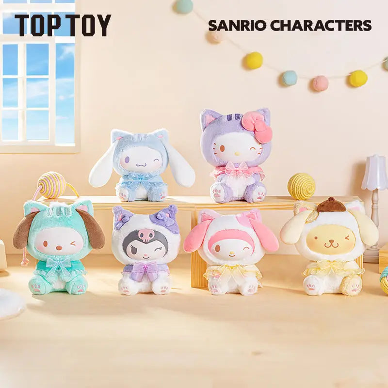 Original Toptoy Sanrio Characters Play With Kittens Series Plush Pendant Blind Box Plush Doll Trendy Toys Cute Birthday Gift