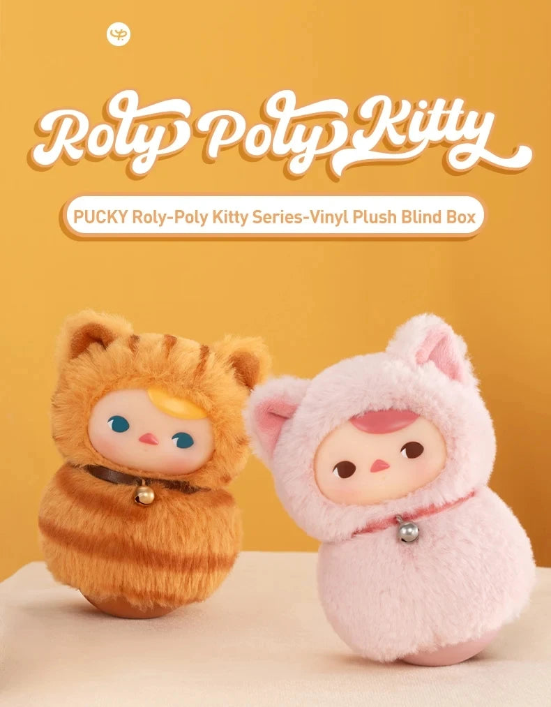 Original PUCKY Roly-Poly Kitty Series-Vinyl Plush Blind Box Guess Bag Original Toys Doll Cute Action Anime Ornaments Collection