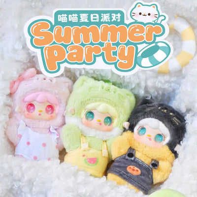 Yooki V12 Meow Summer Party Series Vinyl Plush Doll Blind Box Cute Kitty Doll Trendy Toys Room Decor Ornament Bag Pendant Gifts