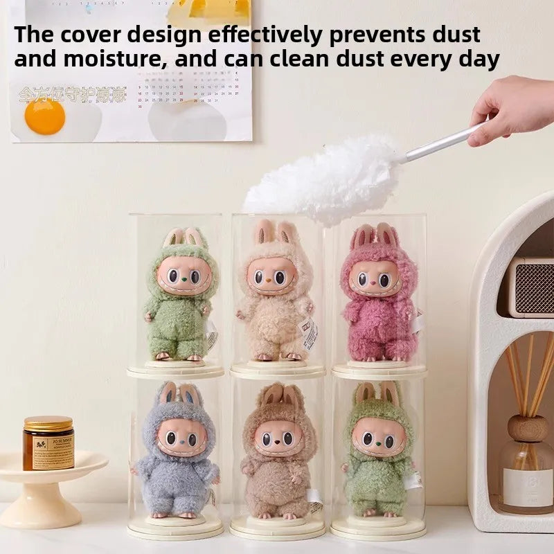 Labubu Pendant Display Box Rotating Transparent Labubu Doll Handmade Blind Box Storage Display Stand Decorative Ornament Gifts