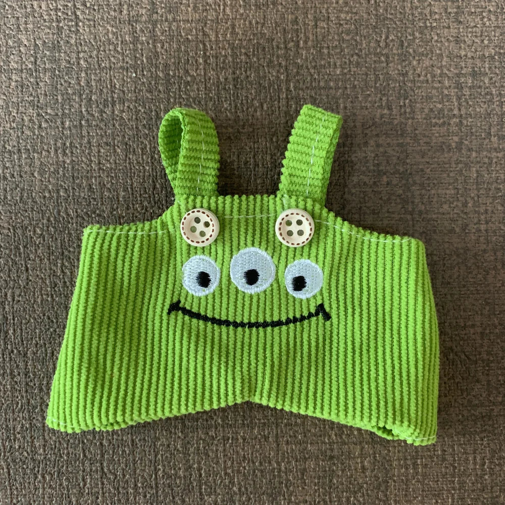 Labubu 17cm-15cm Baby Outfit with Bib And Pants Three-Piece Set Cute Infant Clothing Combo（no doll）