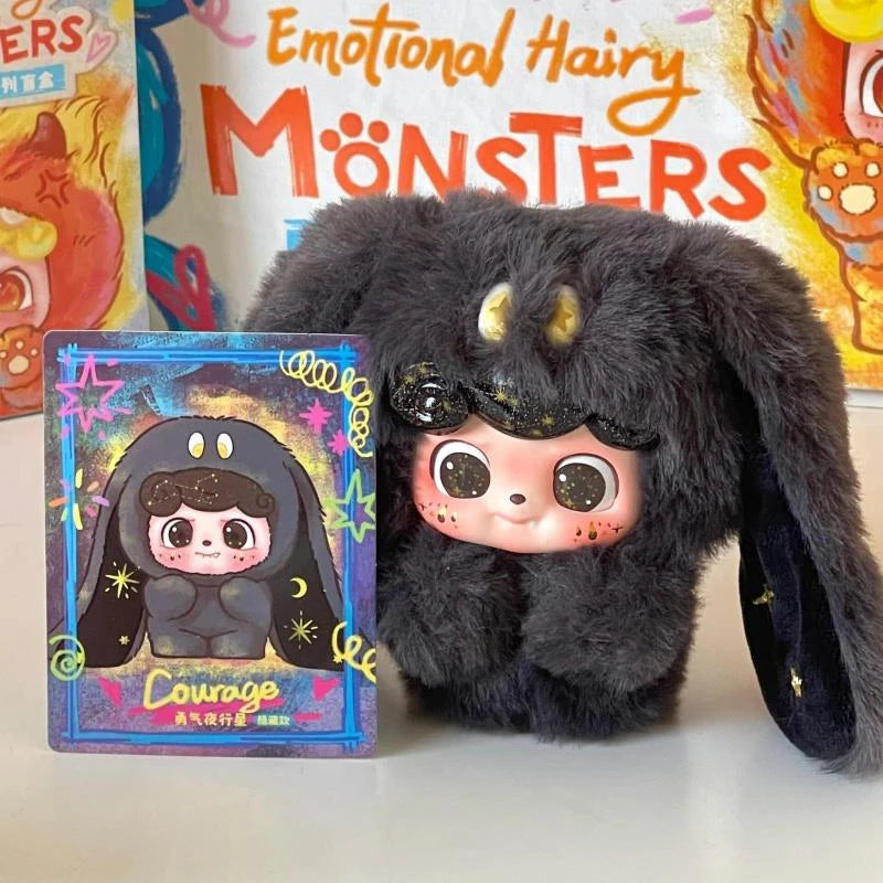 Blind Box Q Kid Emotional Hairy Monsters Series Cute Plush Doll Ornament Cartoon Backpack Pendant Keychain Mystery Box Toy Gift