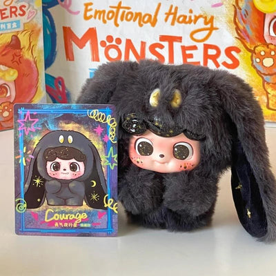 Blind Box Q Kid Emotional Hairy Monsters Series Cute Plush Doll Ornament Cartoon Backpack Pendant Keychain Mystery Box Toy Gift