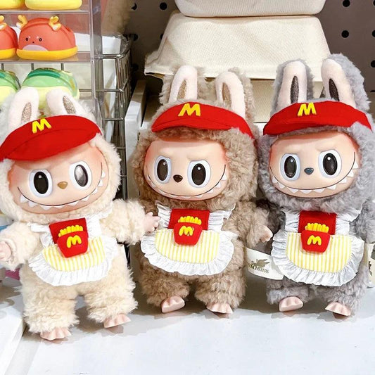 For 17cm Labubu Clothes Spring outing Outfit With Hat,Camera and Water Bottle