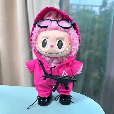For 17cm Labubu Clothes Spring outing Outfit With Hat,Camera and Water Bottle