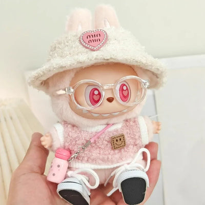 For 17cm Labubu Clothes Spring outing Outfit With Hat,Camera and Water Bottle