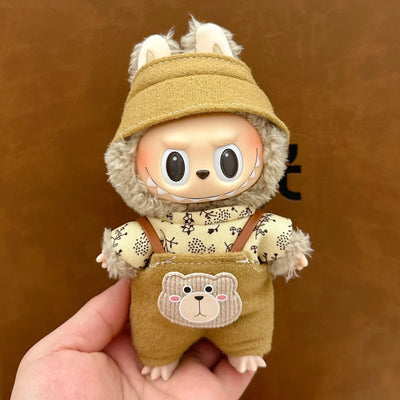 For 17cm Labubu Clothes Spring outing Outfit With Hat,Camera and Water Bottle